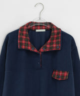 Hael Check Anorak Fleece Sweatshirt
