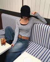 Rail Off Wide U-Neck T-Shirt