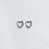 Heart Hoop Silver Earrings