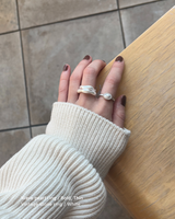 Wave Pearl Ring SET (2 piece)