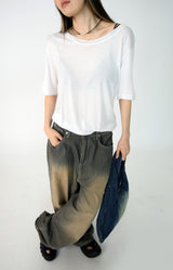 stripe brown washing pants