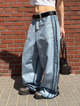 [Unisex] Max reverse track wide denim pants 