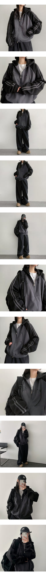 PM Raglan Coloring Fleece Hooded Zip-Up