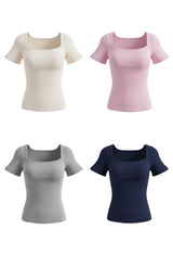 パンチングスクエアネックトップ (4COLORS!)