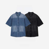 LMN Labo cut brush short-sleeved denim shirt (2 colors)