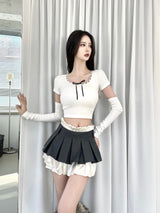 1132. Melting ribbon crop T warmer set (2color)