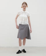 Striped Asymmetric Skirt - Grey