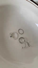 Pearl N beads Thin ring SET