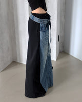 denim coloring belt SET maxi long skirt