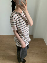 ピンレースクルーネックTシャツ (3color)