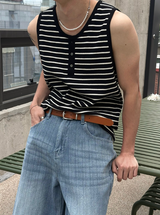 [S/S] Stripe henry neck sleeveless(3color)