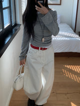 Mild Back Lace-Up Corset Balloon Wide Pants