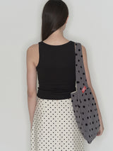 Big hobo bag - Black polka dot (Reversible) / Free Gift
