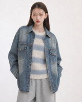 (UNISEX) スクラッチ デニム シャツ ジャケット