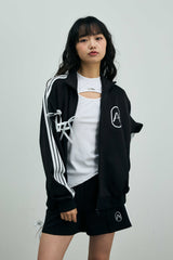 RIBBON JERSEY TRACK SHORTS PANTS / NAVY