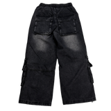 overlap denim pocket pants