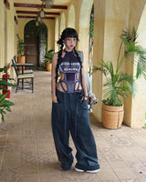 coloring string big cargo wide pants