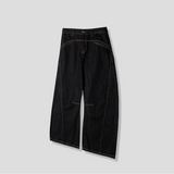 [Unisex]ステッチカーブフレアデニムパンツ
