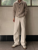 Rivet non-faded wide denim