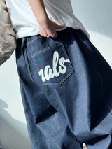 HIP PRINTING TATTOO LETTERING BALLOON RAW LOW DENIM 🩵🖤 - 2 COLORS