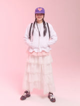 layerd ruffle hoodie_white melange