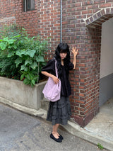 Chiyo Check Frill Tiered Midi Skirt