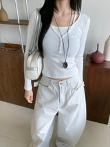 Steel Frame Metal Stud Balloon Fit Wide Long Pants (2 colors)