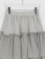 Handad Frill Check Banding Long Skirt