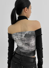[MADE] Robedin Printing Shirring Off Shoulder