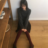 インズデイアゴナルボタンタートルネックカラーカーディガン