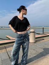 ダイヤモンドボウワイドデニムパンツ