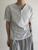 rope henley neck short sleeve(2colors)