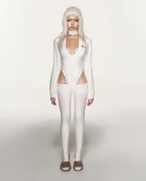“Sculpted White Cyber Cut-Out Pants”