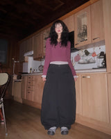 (2color) Frill Pocket Wide Cotton Buckle Pants