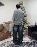 レオカーブウォッシュ加工デニムパンツ