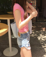 Glitter v neck T