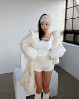 Robs High-Neck Hooded Short Padded Jacket