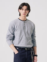 26SS★ テクスチャーヘンリーネックロングスリーブTシャツ