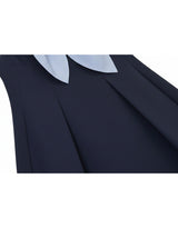 Estelle Ribbon Tie Pleats Mini Dress Sky Navy