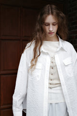 Seersucker check shirt, White