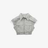 Aperi shirt pocket zip-up + skirt set