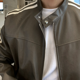  Mirei Two-Way Double Line Biker Leather Jacket