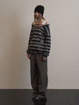 STRIPE V-NECK MTM BLACK