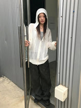 TWISTED KNIT HOOD ZIP-UP