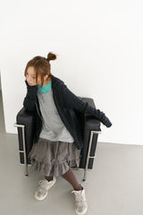 cable knitting hood zip-up(3colors)