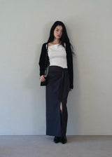 [Made] Tilda Pinuck Slit Long Skirt (charcoal)