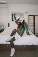 Tree Stripe V-neck Long Sleeve Knitwear