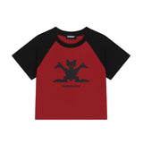 バットラグランクロップTシャツ_レッド