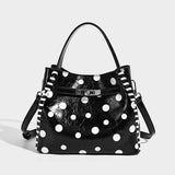 Dotcore Polka Dot Glossy Leather Bucket Tote Bag