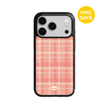 【MADE】Coral Check iPhone case [Glossy Glass/Magsafe]
